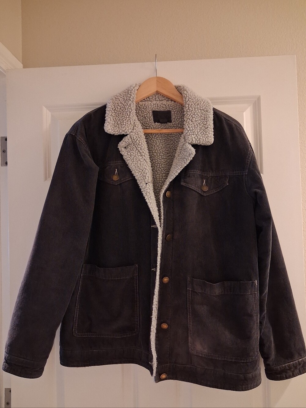 Vintage Roxy Navy Blue Corduroy Sherpa Jacket